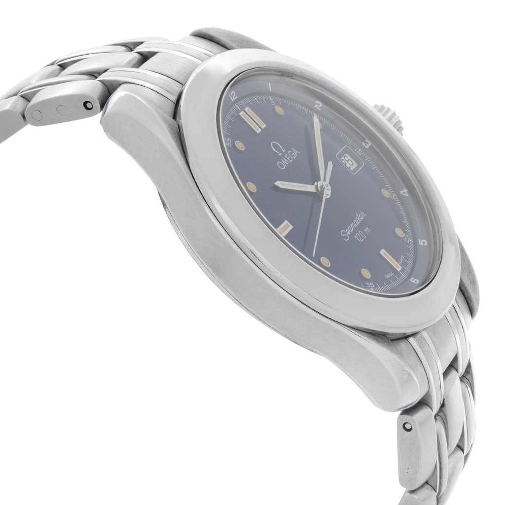 View Of Opposite Crown Facing Side Of Omega  2511.80.00 Stainless Steel Watch Pre Owned Condition