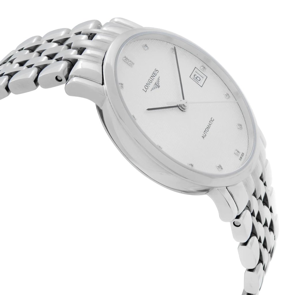 View Of Opposite Crown Facing Side Of Longines L4.809.4.77.6 Stainless Steel Watch Display Model Condition