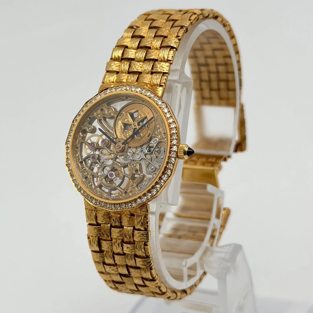 View Of Crown Facing Side Of Vacheron Constantin 13508/206 Yellow Gold Watch Pre Owned Condition