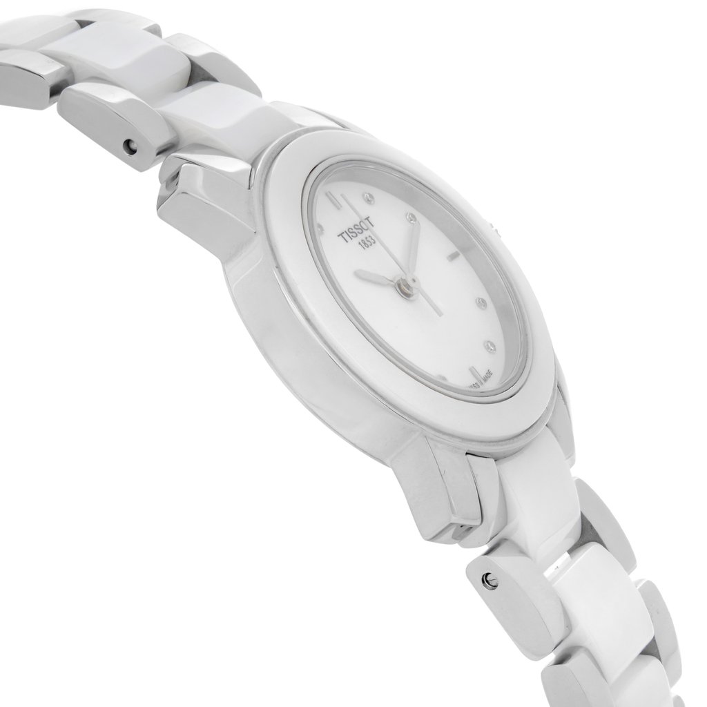 View Of Opposite Crown Facing Side Of Tissot T064.210.22.016.00 Stainless Steel Watch Display Model Condition