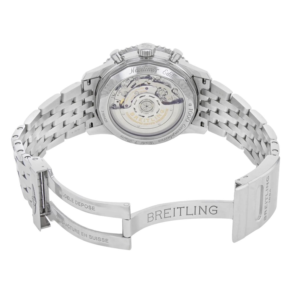 Back View Of {Caseback} Back Case And Open Stainless Steel Band Of Breitling AB0121C4/C920-447A Watch Display Model Condition