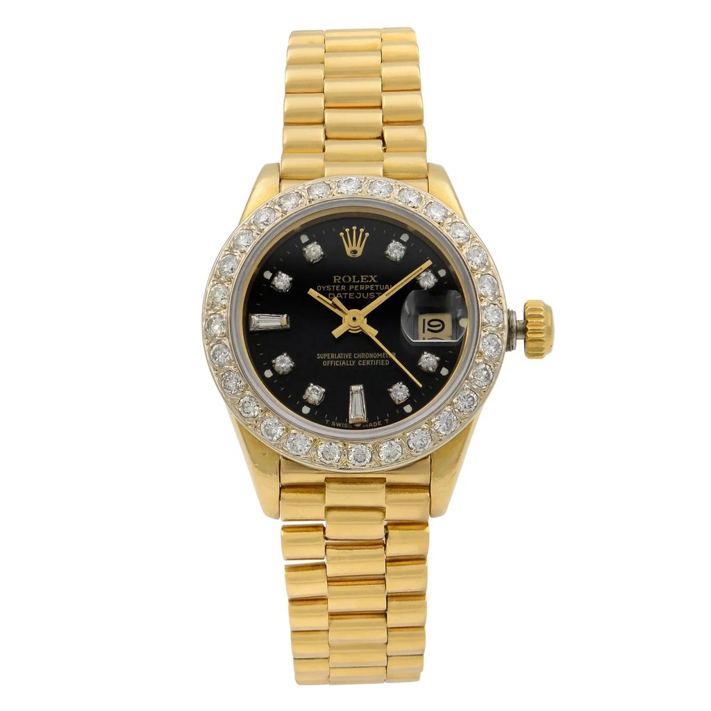Front Full View Of Rolex 6917 Gold 18kt Watch Pre Owned Condition {Product Condition}