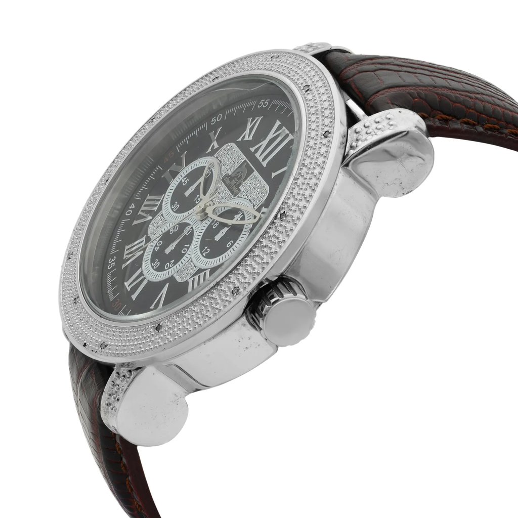 View Of Crown Facing Side Of Techno Master TM-2132 Stainless Steel Watch Display Model Condition