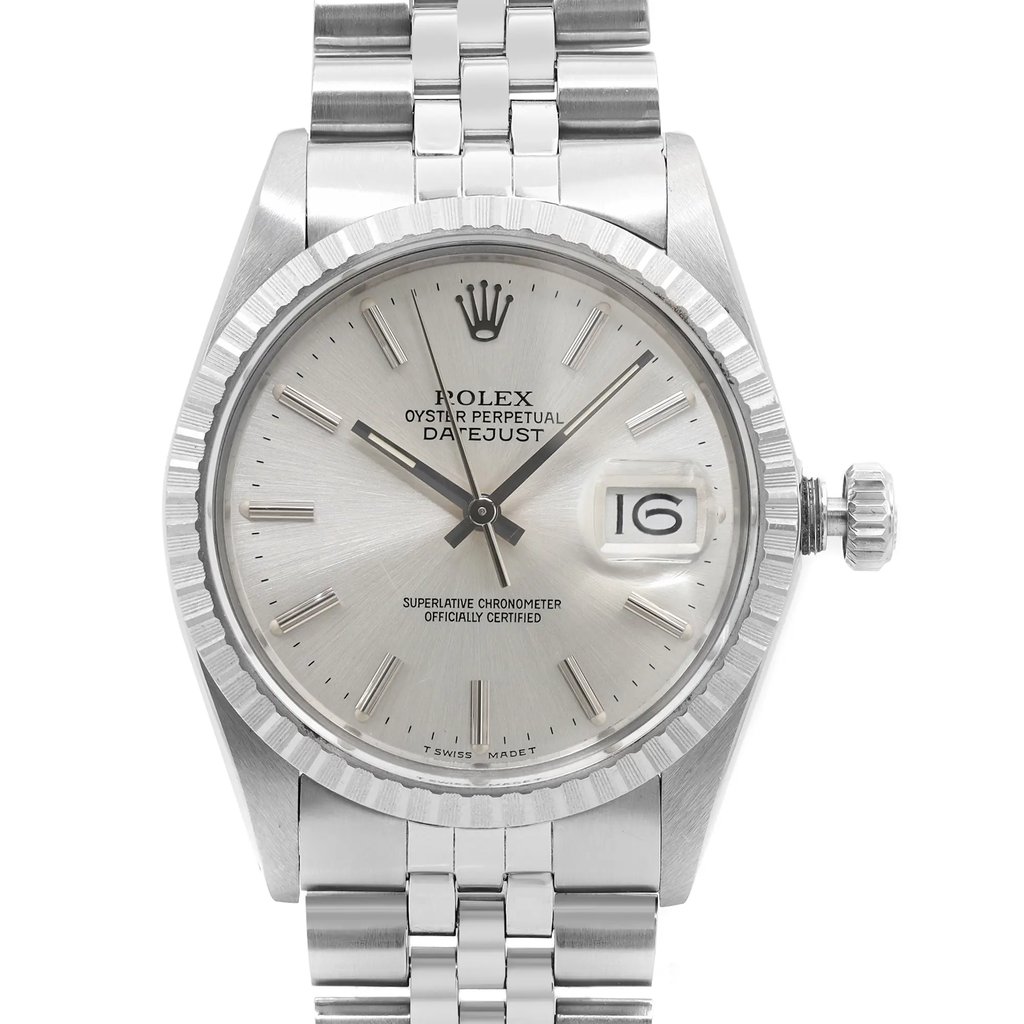 Up Close Front Facing Picture Of Rolex 16030 Stainless Steel Watch Pre Owned Condition