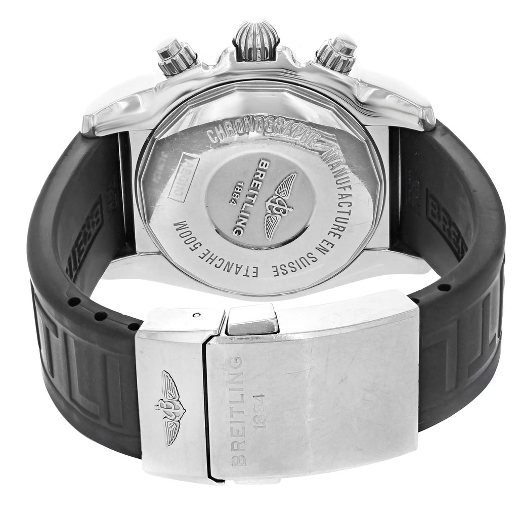 Back View Of {Caseback} Back Case And Closed Rubber Band Of Breitling AB011010/BB08-153S Watch Pre Owned Condition