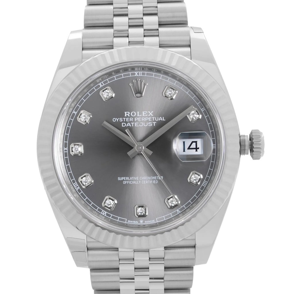 Up Close Front Facing Picture Of Rolex 126334 Stainless Steel Watch Unworn Condition