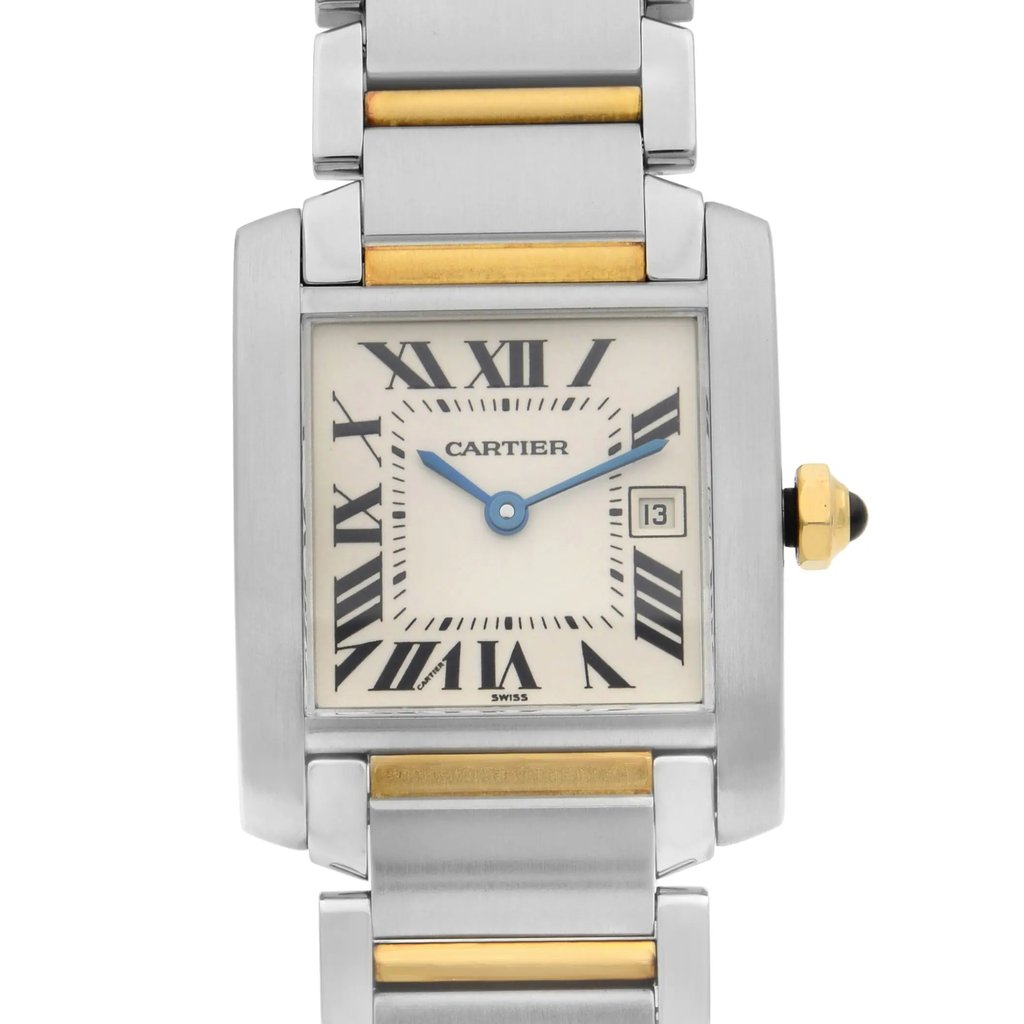 Up Close Front Facing Picture Of Cartier W51012Q4 Stainless Steel Watch Pre Owned Condition