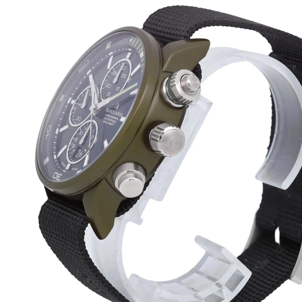 View Of Crown Facing Side Of Maurice Lacroix PT6028-ALB21-331 PowerLite Alloy Watch Display Model Condition