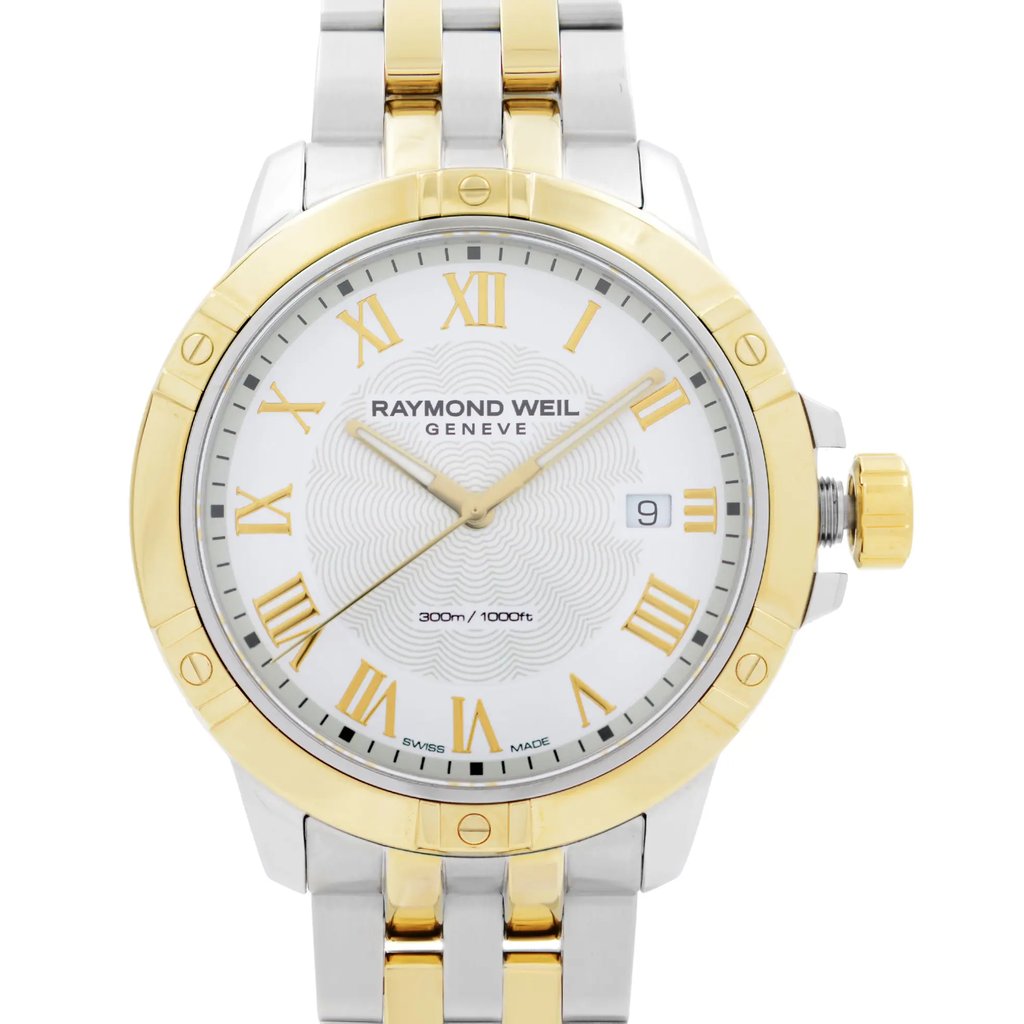 Up Close Front Facing Picture Of RAYMOND WEIL 8160-STP-00308 Stainless Steel Watch Unworn Condition