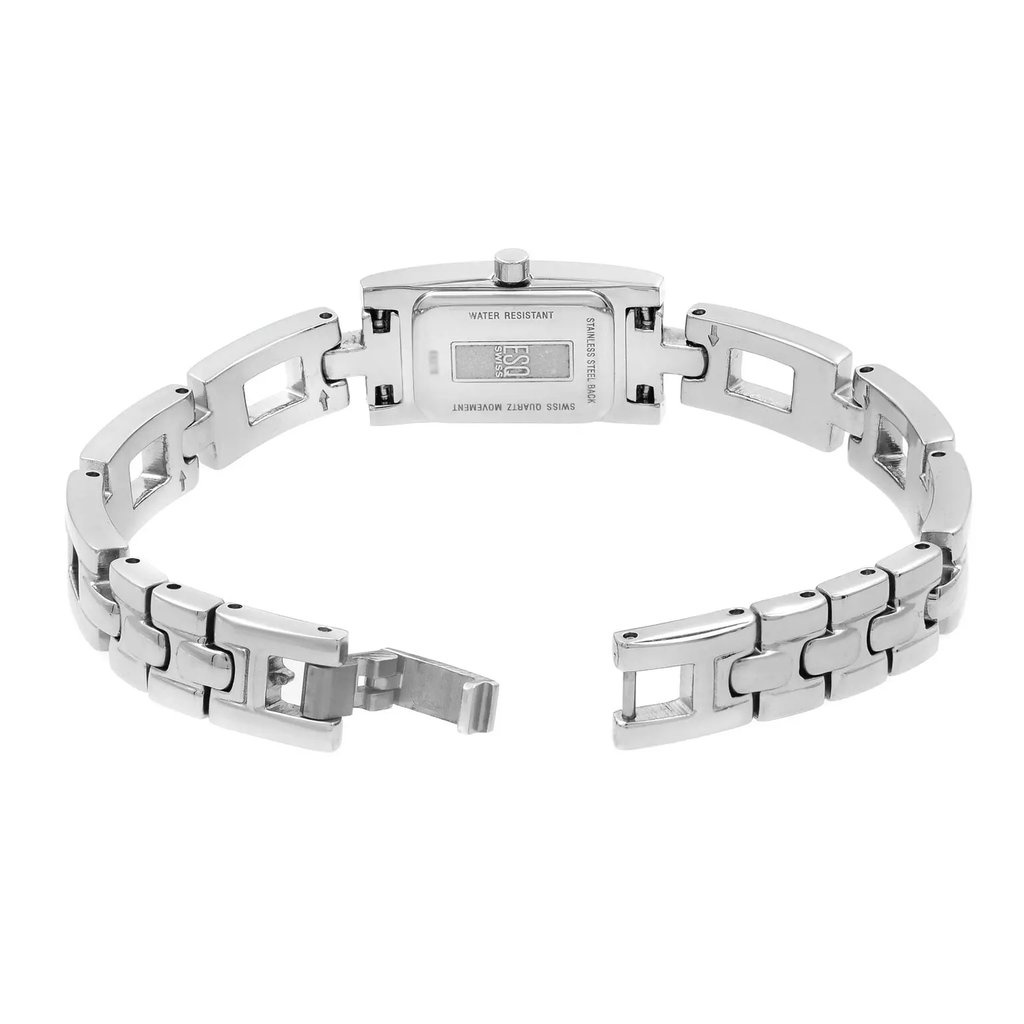 Back View Of Snap Back Case And Open Stainless Steel Band Of ESQ 7100872 Watch Pre Owned Condition