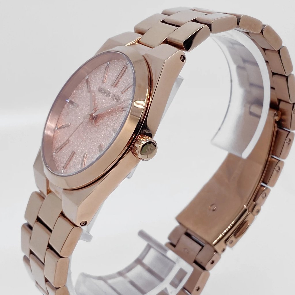 View Of Crown Facing Side Of Michael Kors MK6624 Stainless Steel Watch Display Model Condition