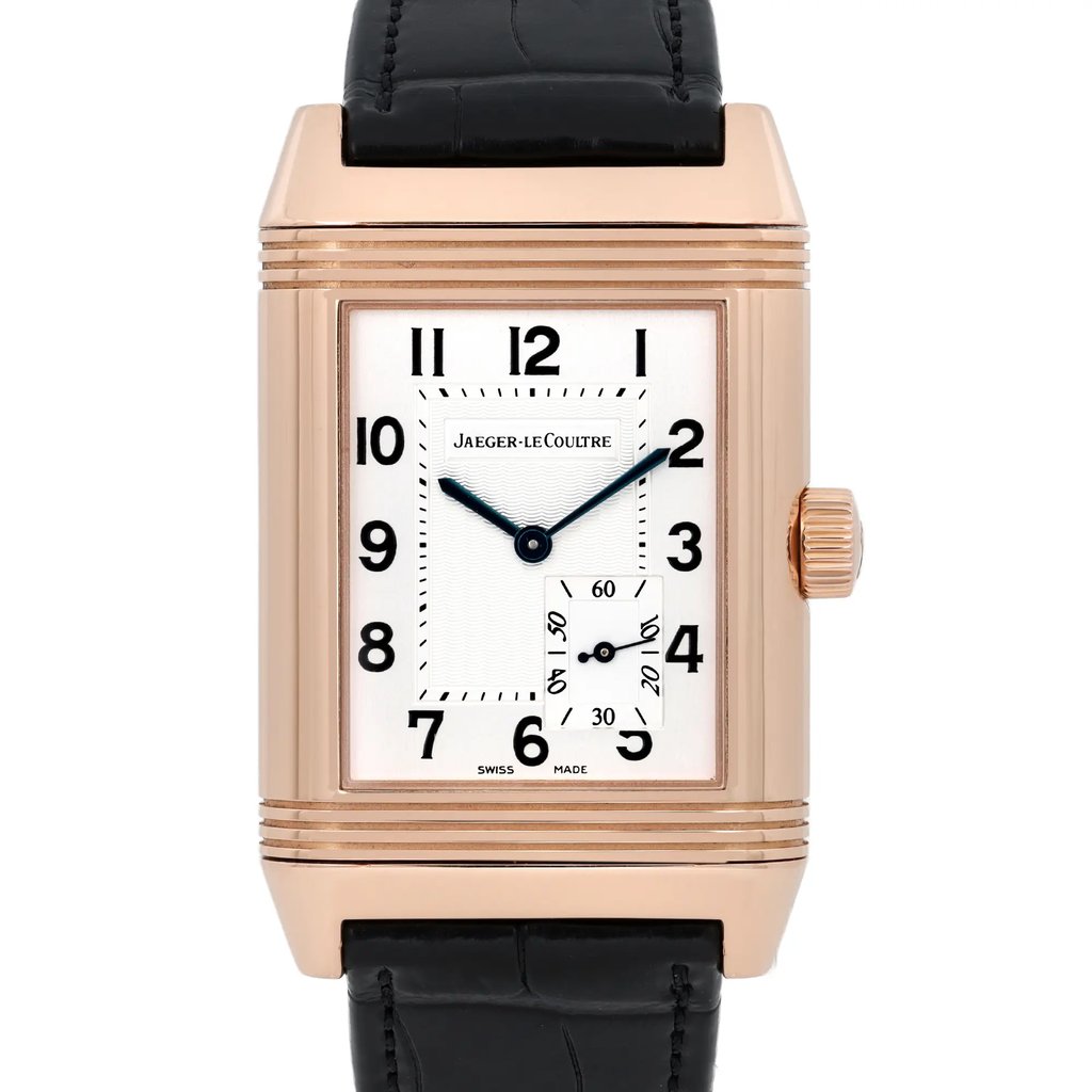 Up Close Front Facing Picture Of Jaeger-LeCoultre 240.214 Rose Gold Watch Pre Owned Condition