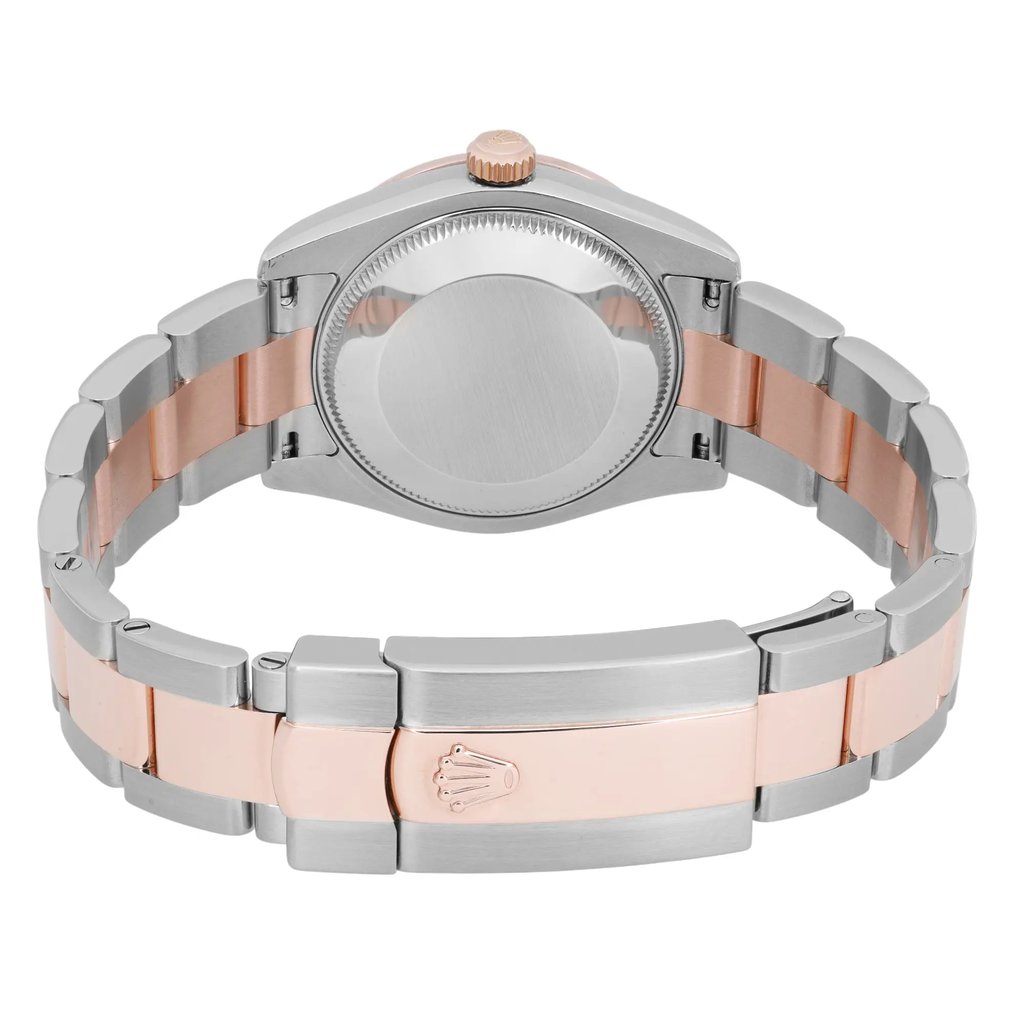 Back View Of Solid Back Case And Closed Stainless Steel,Rose Gold Band Of Rolex 178271 Watch Pre Owned Condition