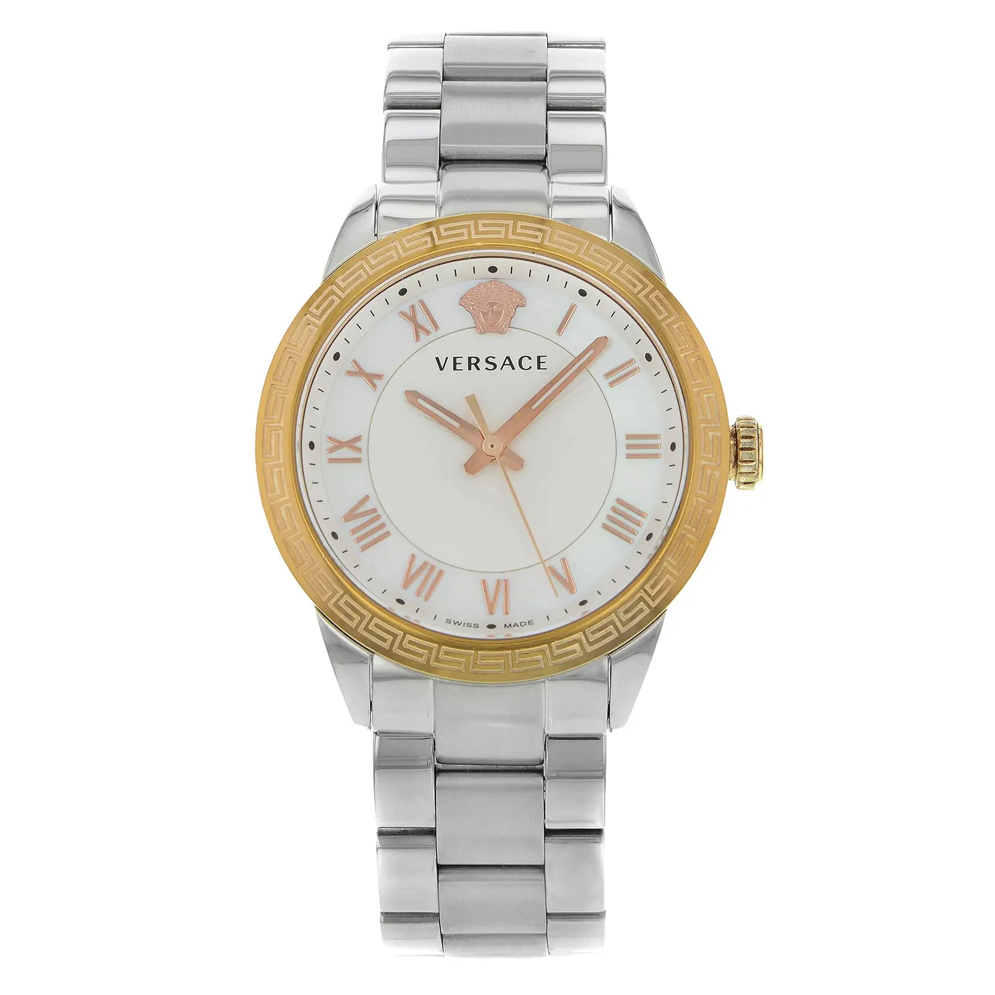 Front Full View Of Versace P6Q89FD002S099 Stainless Steel Watch Pre Owned Condition Good