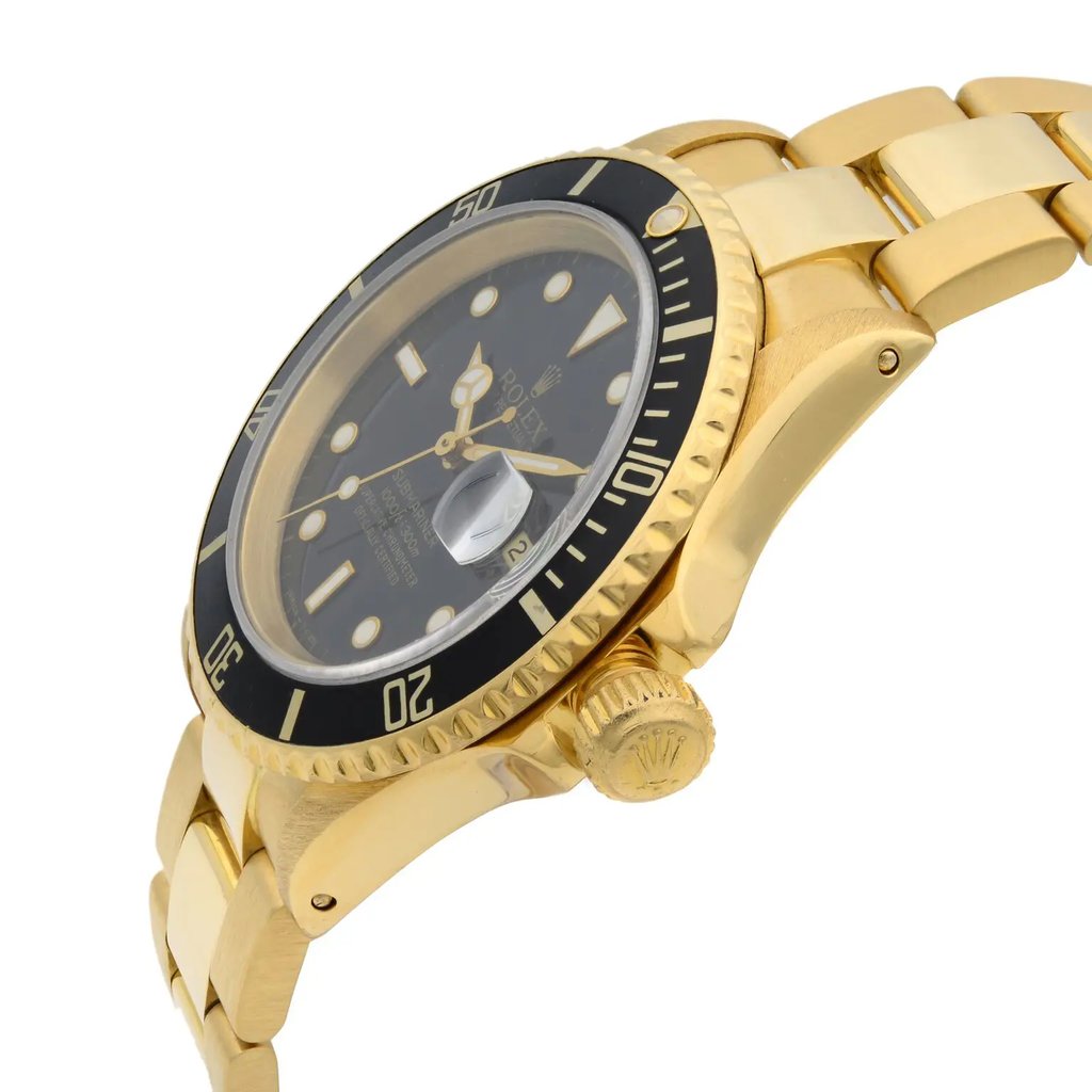 View Of Crown Facing Side Of Rolex 16618 Gold 18kt Watch Pre Owned Condition