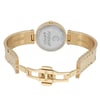 An image of a pre-owned Charriol women's wristwatch taken from the back, displaying the open clasp and bracelet. The watch's case back is centered in the image, with "FOREVER" engraved on the inner band. The angle is slightly elevated, showing the gold-toned metal and detailing, with the watch positioned at a close range for clarity.