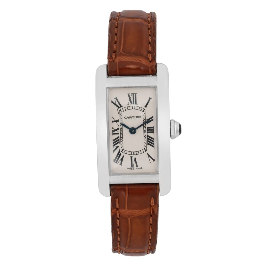 Front Full View Of Cartier 1713 White Gold Watch Pre Owned Condition Good