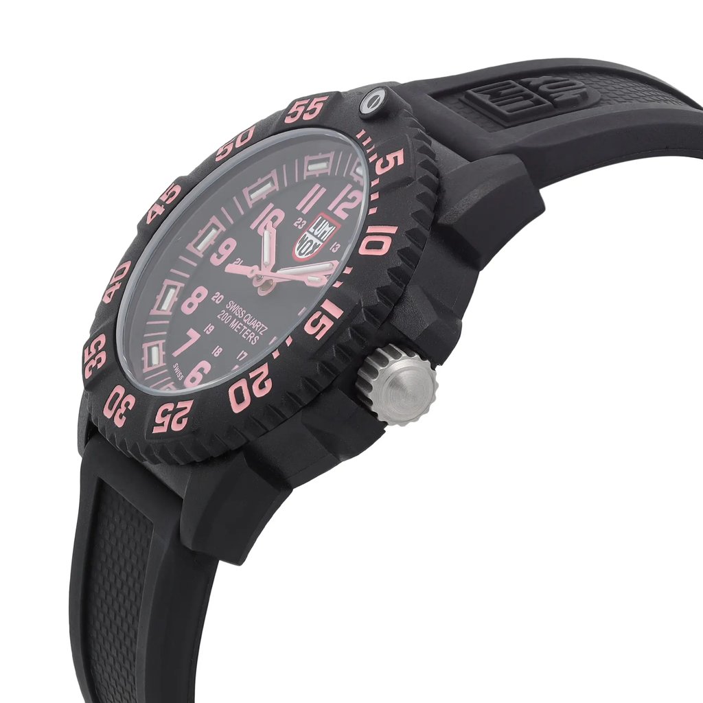 View Of Crown Facing Side Of Luminox XS.7065 Carbon Watch Pre Owned Condition