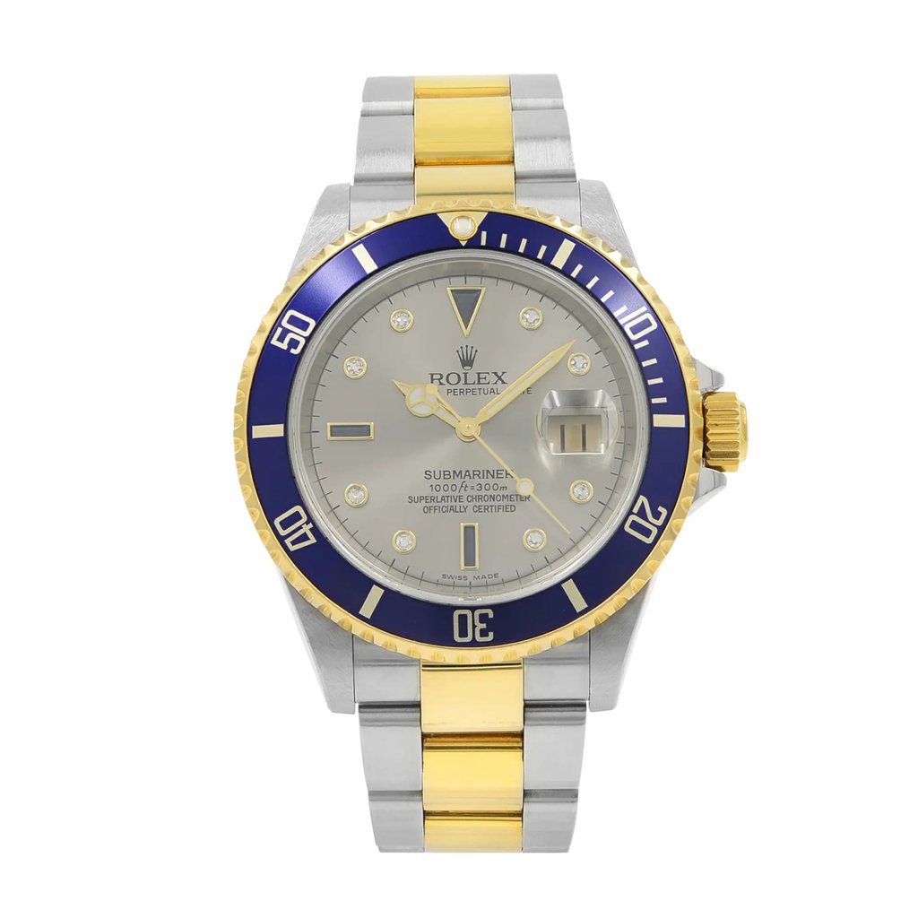 Front Full View Of Rolex 16613 T Stainless Steel Watch Pre Owned Condition {Product Condition}