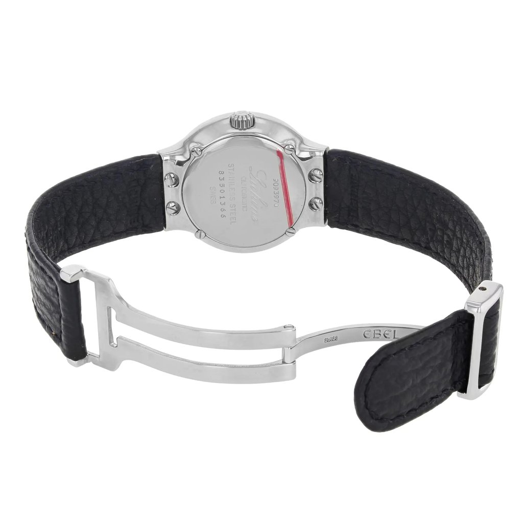 Back View Of {Caseback} Back Case And Open Leather Band Of EBEL 9093970 Watch Pre Owned Condition