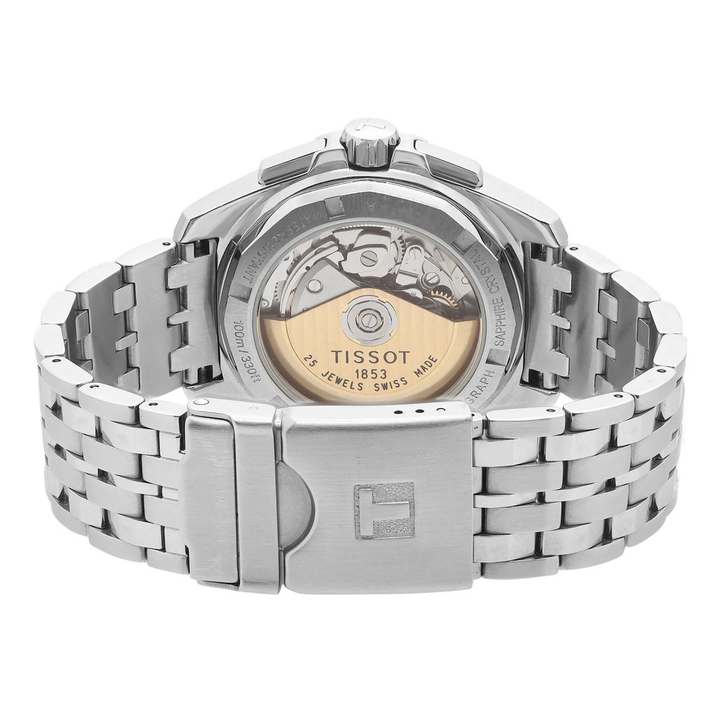 Back View Of Exhibition Back Case And Closed Stainless Steel Band Of Tissot T008.414.11.201.00  Watch Pre Owned Condition