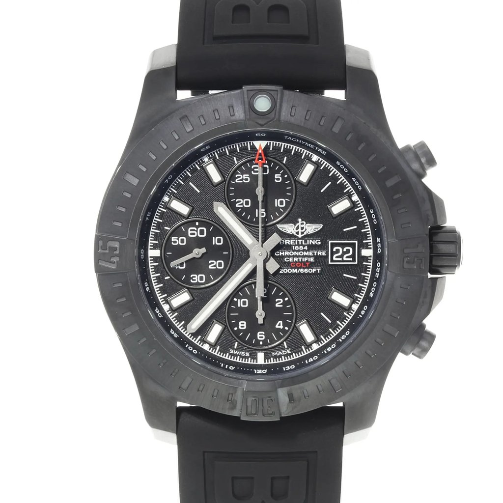 Up Close Front Facing Picture Of Breitling M1338810/BF01-153S Stainless Steel Watch Display Model Condition
