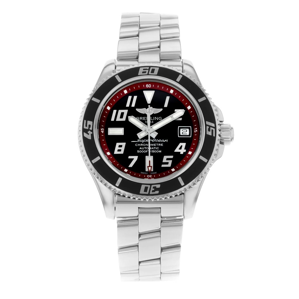 Front Full View Of Breitling A1736402/BA31-161A Stainless Steel Watch Pre Owned Condition {Product Condition}