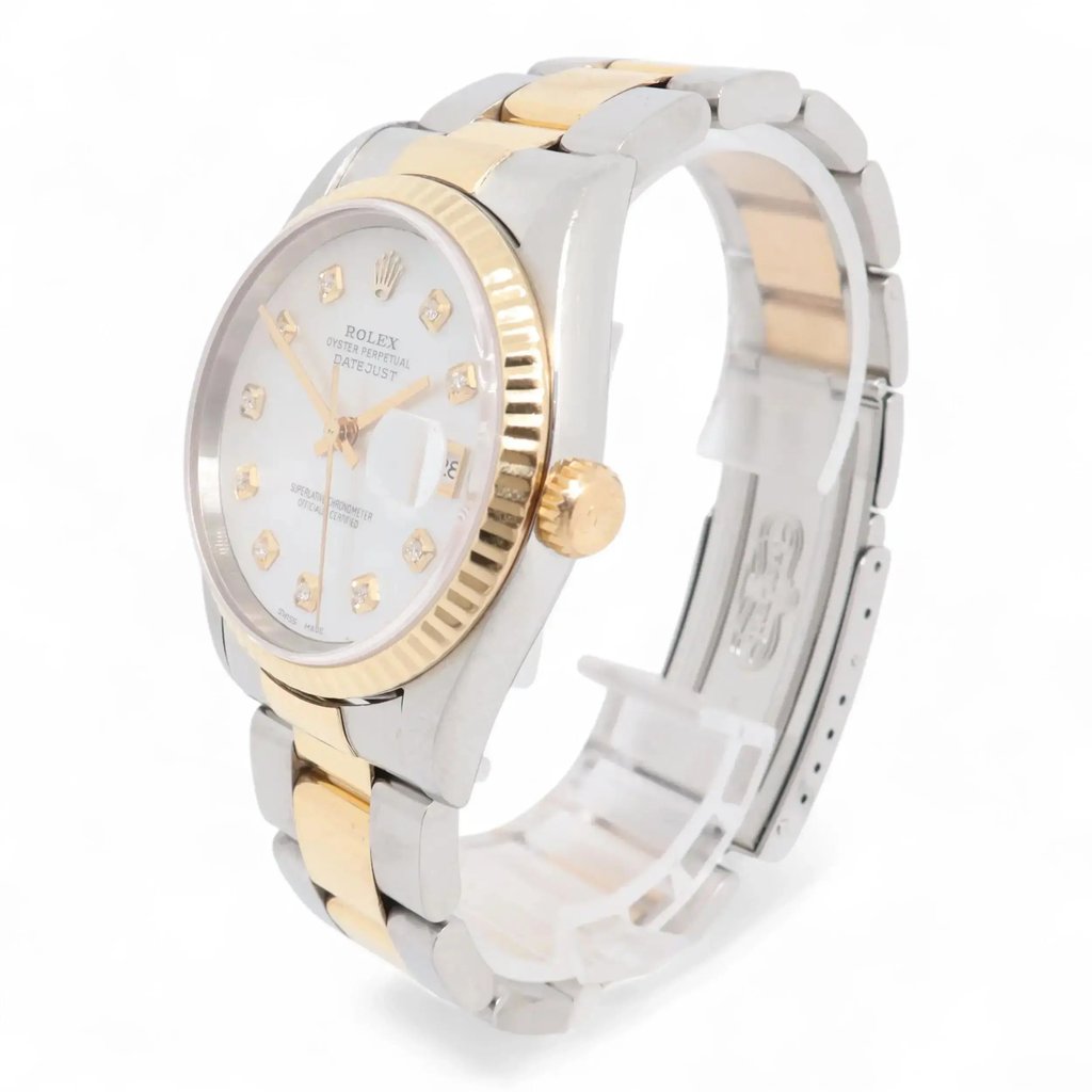 View Of Crown Facing Side Of Rolex 16233 Stainless Steel Watch Pre Owned Condition