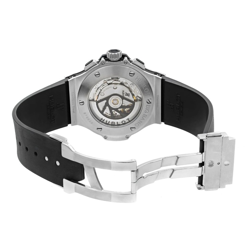 Back View Of Exhibition Back Case And Open Rubber Band Of Hublot 301.SM.1770.RX Watch Display Model Condition