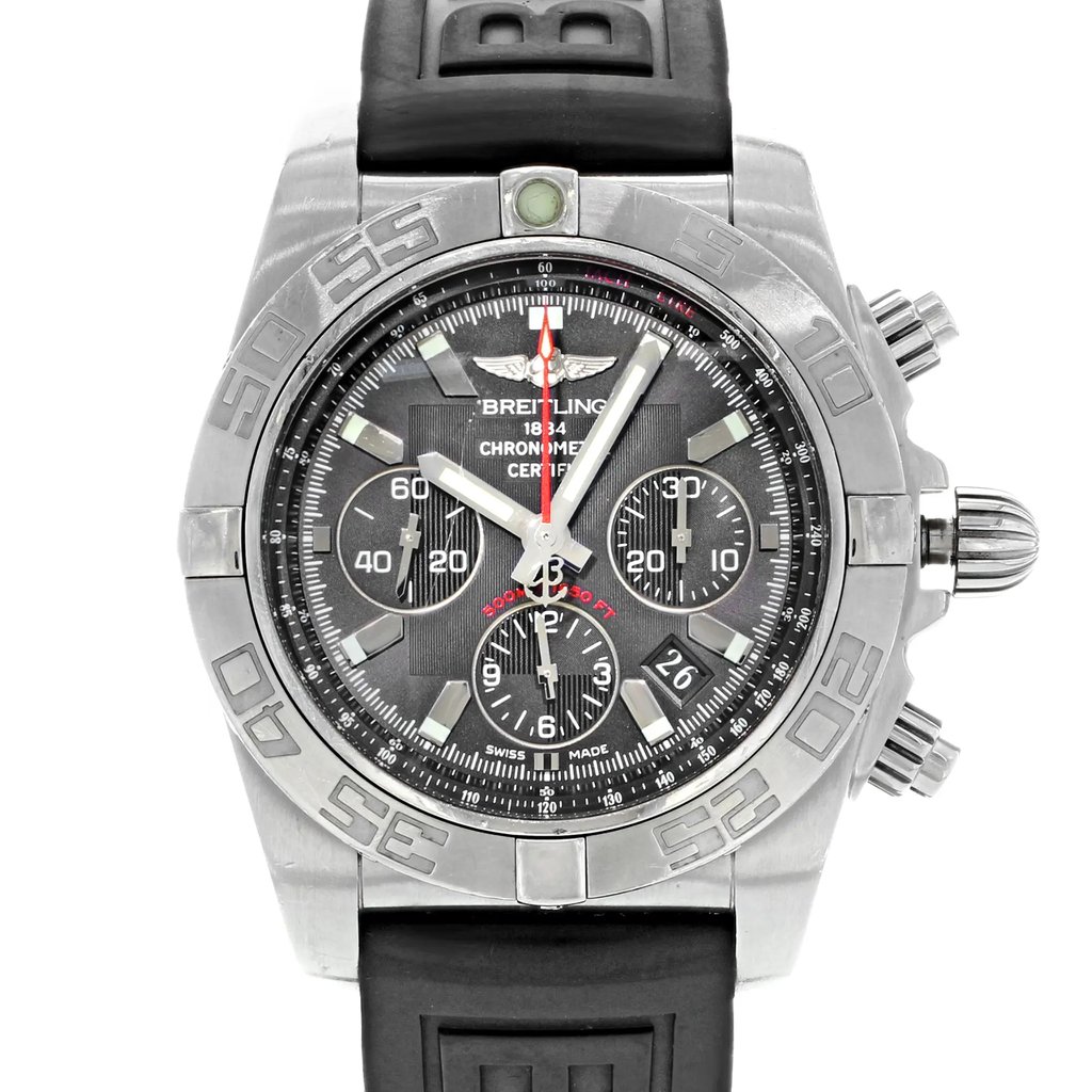 Up Close Front Facing Picture Of Breitling AB011010/BB08-153S Stainless Steel Watch Pre Owned Condition
