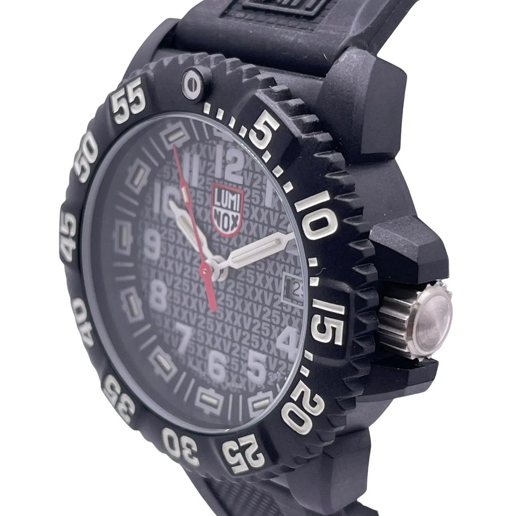 View Of Crown Facing Side Of Luminox XS.3051.25TH Carbon Watch Pre Owned Condition