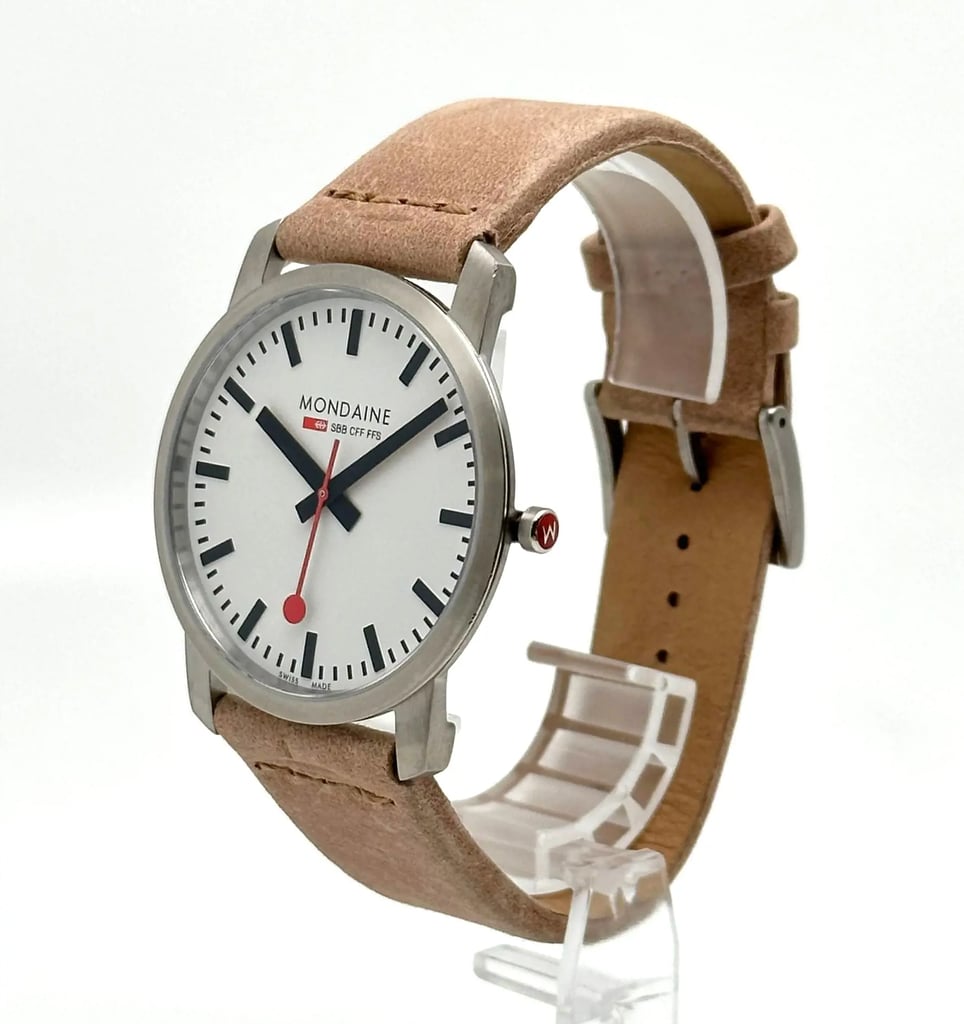 Front Full View Of Mondaine A638.30350.16SBG Stainless Steel Watch Display Model Condition {Product Condition}