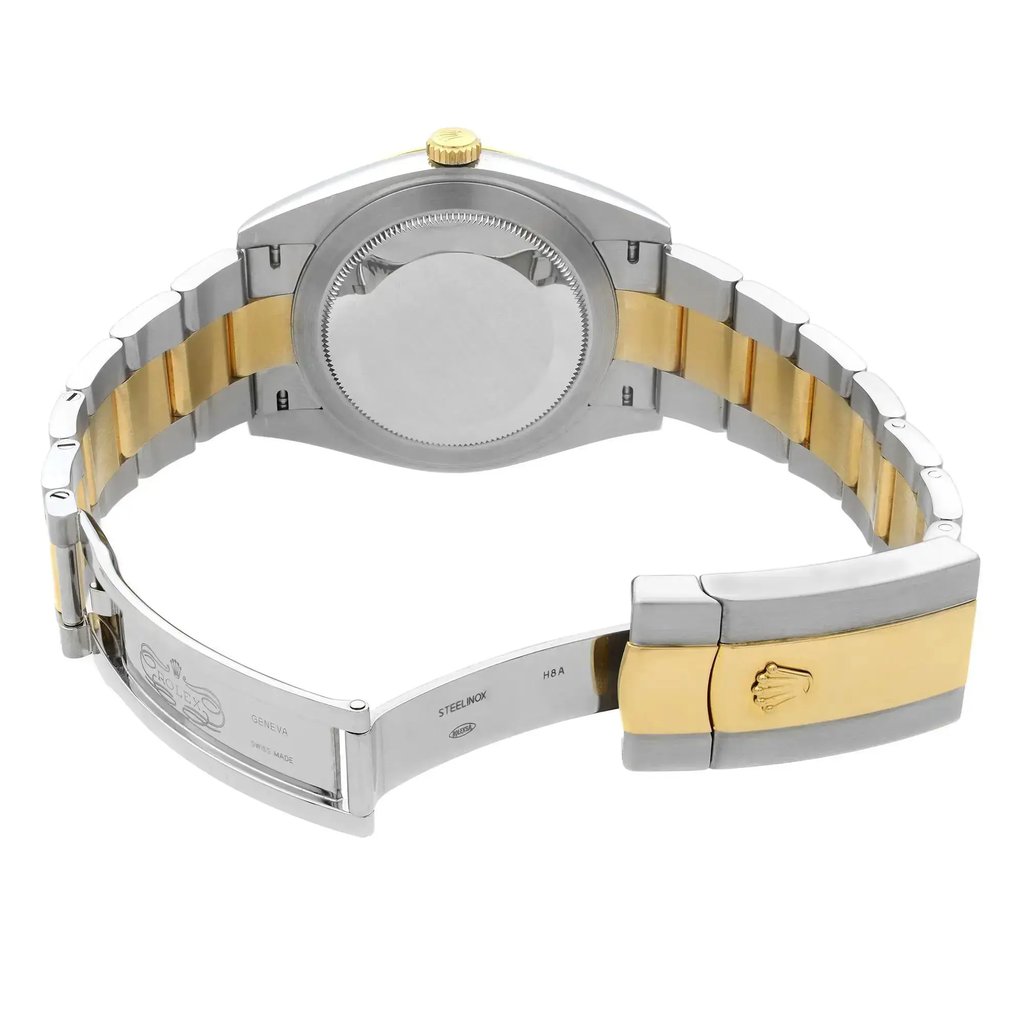 Back View Of Solid Back Case And Open Stainless Steel,Yellow Gold Band Of Rolex 126333 Watch Pre Owned Condition