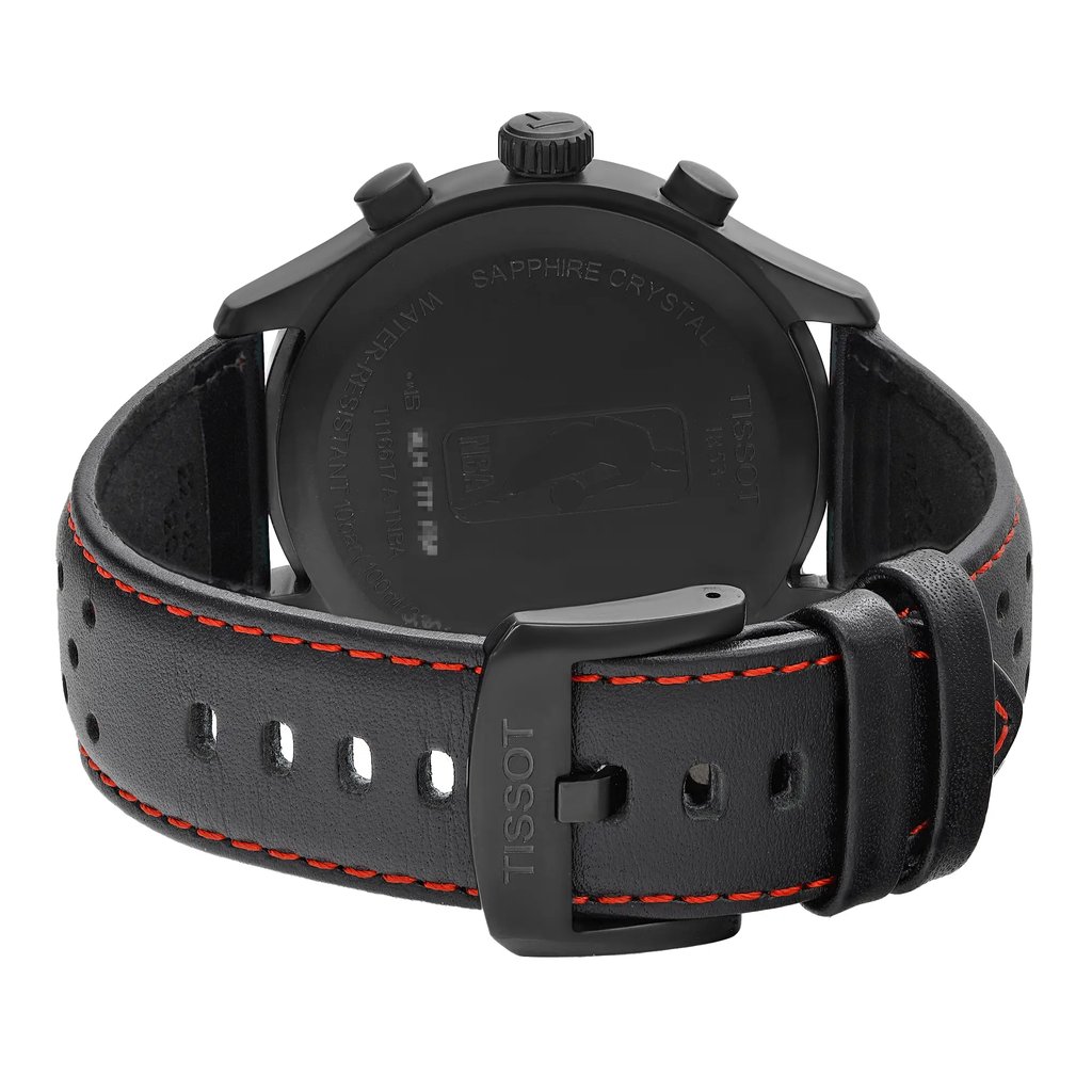 Back View Of Snap Back Case And Closed Stainless Steel,Leather Band Of Tissot T116.617.36.051.00 Watch Display Model Condition