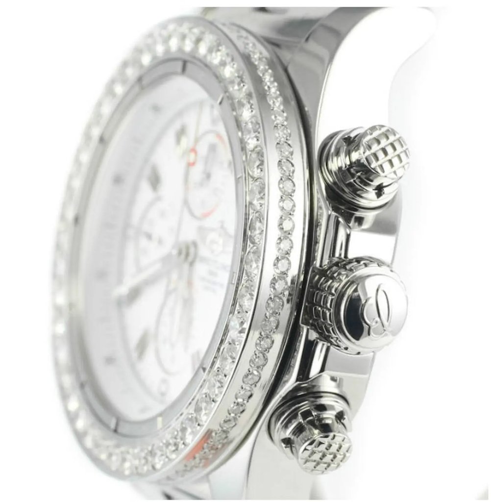 View Of Crown Facing Side Of Breitling A1337011/A660-135A Stainless Steel Watch Pre Owned Condition