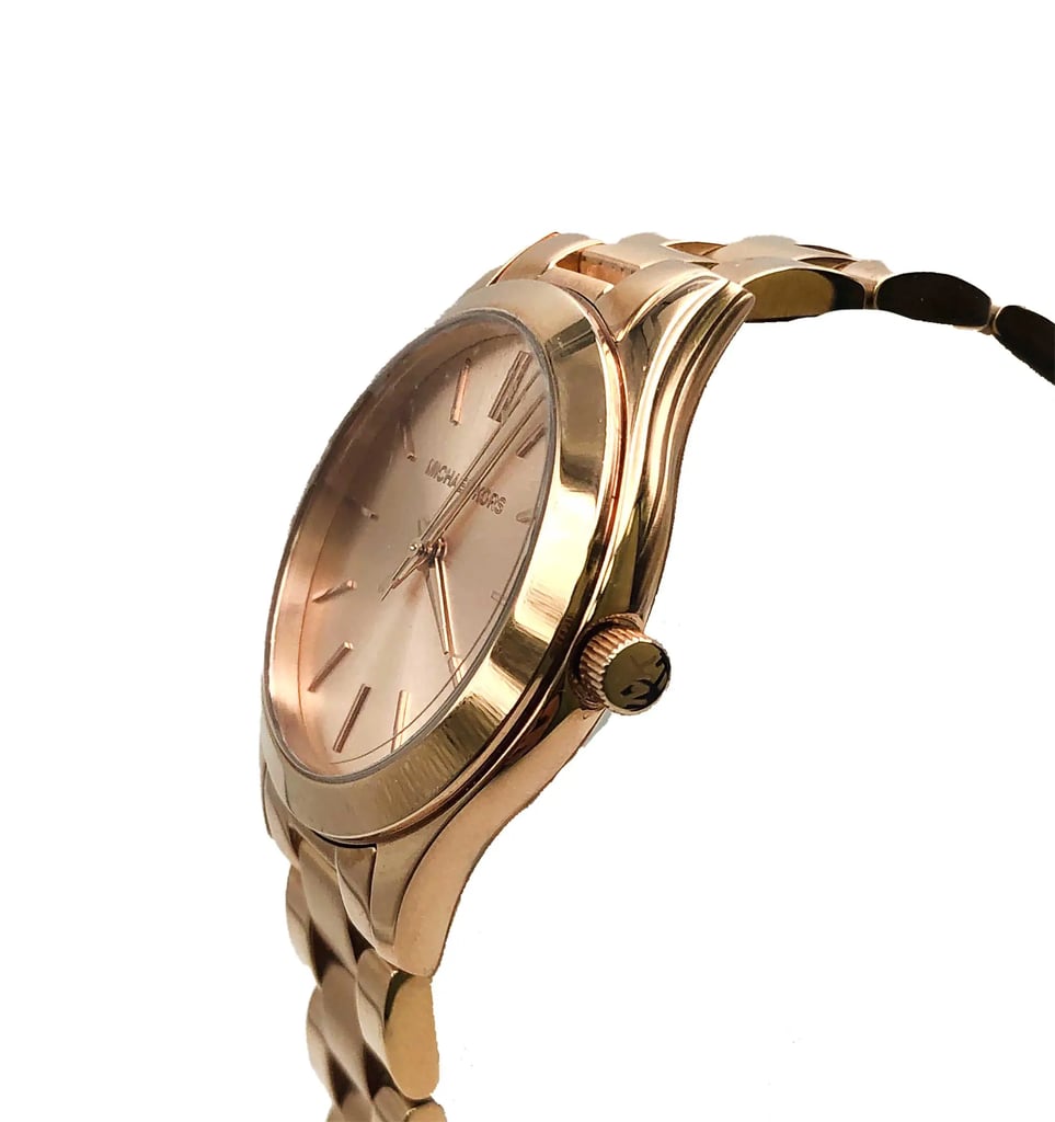 View Of Crown Facing Side Of Michael Kors MK3513 Stainless Steel Watch New With Defects Condition