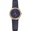 An image of a Wristwatch by Mondaine. This Display Model item is designed for Women, featuring a Casual,Classic,Dress/Formal style. It has a Quartz movement and an Analog display with a Blue dial color. The indices include 12-Hour Dial,Arabic Numerals,Stick Indexes. The band is made of Leather and the case is made of Stainless Steel. The watch has a Round shape with a case size of 26 mm and a case thickness of 6 mm.