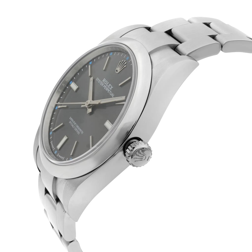 View Of Crown Facing Side Of Rolex 114300 Stainless Steel Watch Pre Owned Condition