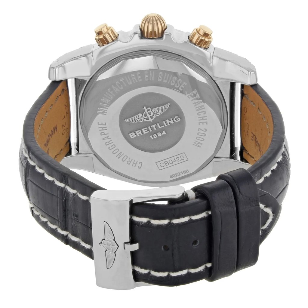 Back View Of {Caseback} Back Case And Closed Leather Band Of Breitling CB042012/BB86-743P Watch Display Model Condition