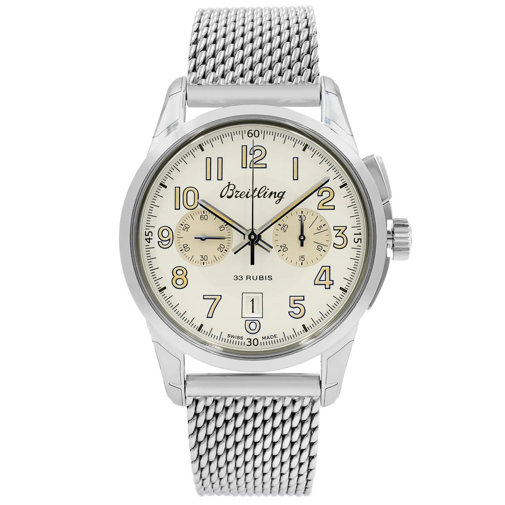 Front Full View Of Breitling AB141112/G799-154A Stainless Steel Watch Display Model Condition {Product Condition}