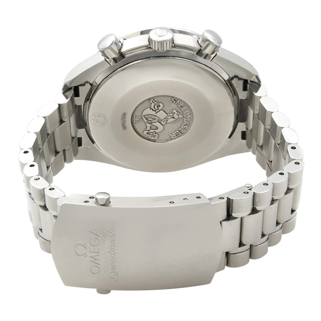 Back View Of Snap Back Case And Closed Stainless Steel Band Of OMEGA 3539.50.00 Watch Pre Owned Condition