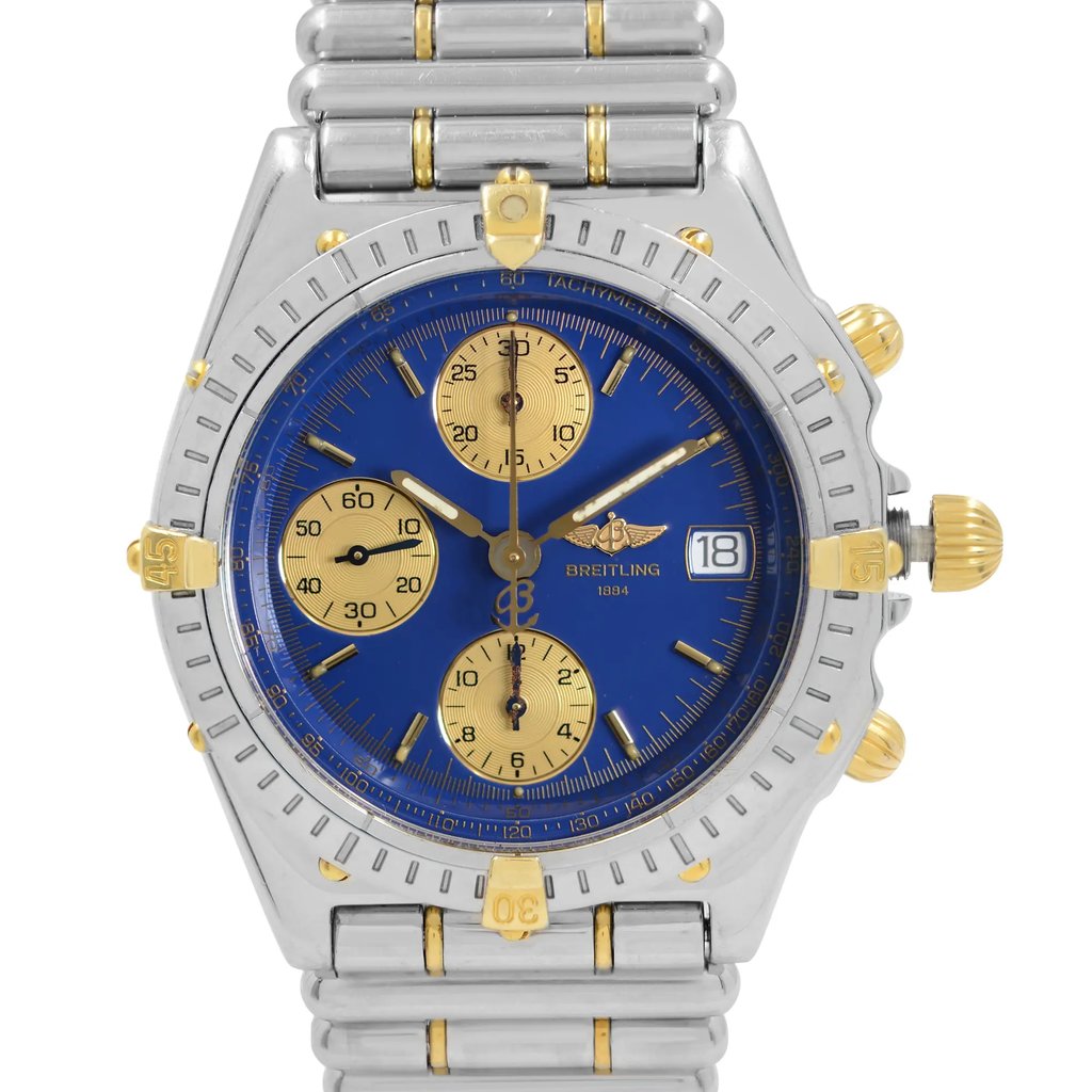 Up Close Front Facing Picture Of Breitling B13050.1 Stainless Steel Watch Pre Owned Condition