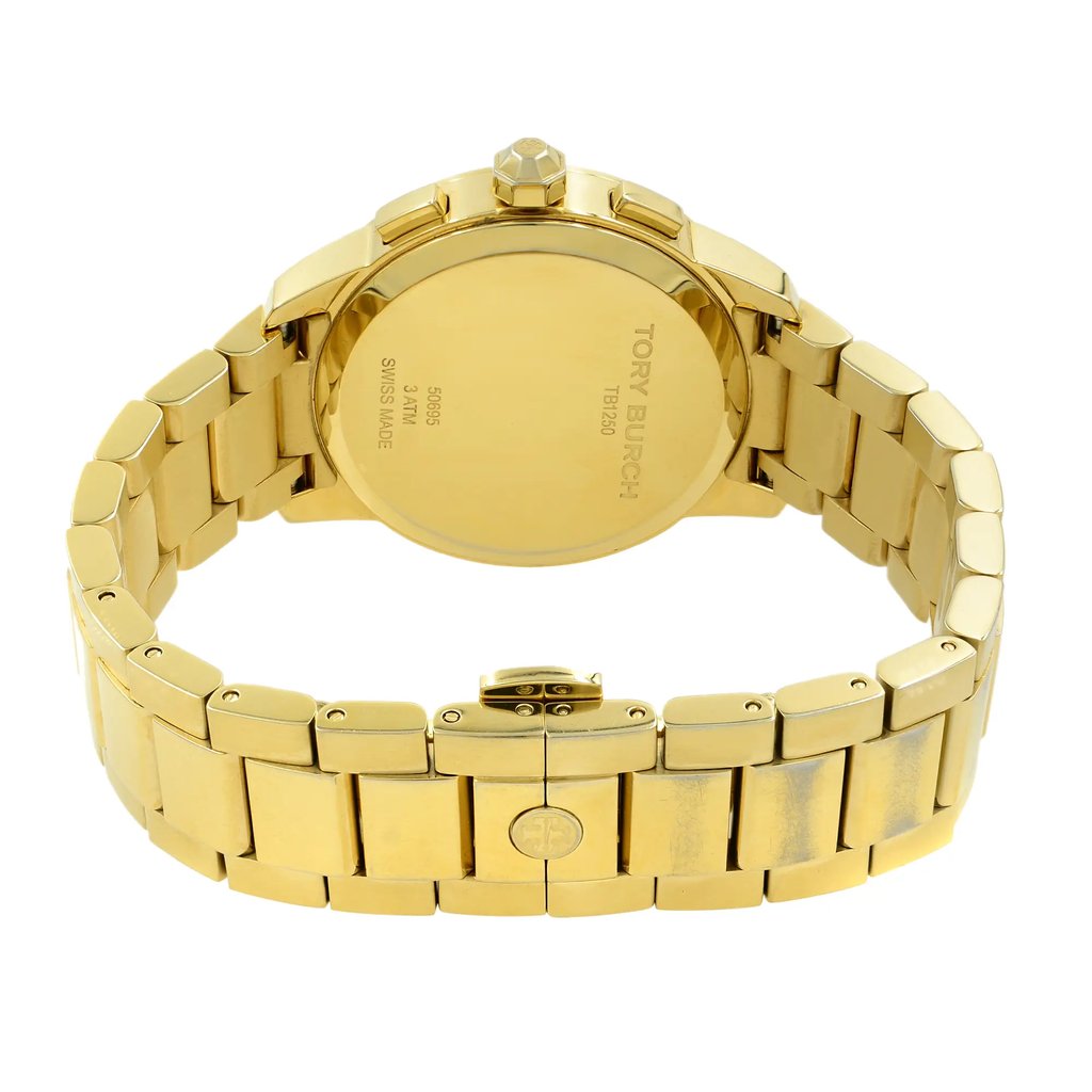 Back View Of {Caseback} Back Case And Closed Stainless Steel Band Of Tory Burch TB1250 Watch Pre Owned Condition