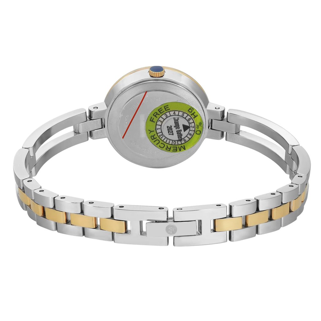 Back View Of Snap Back Case And Closed Stainless Steel Band Of Movado 0607472 Watch Pre Owned Condition