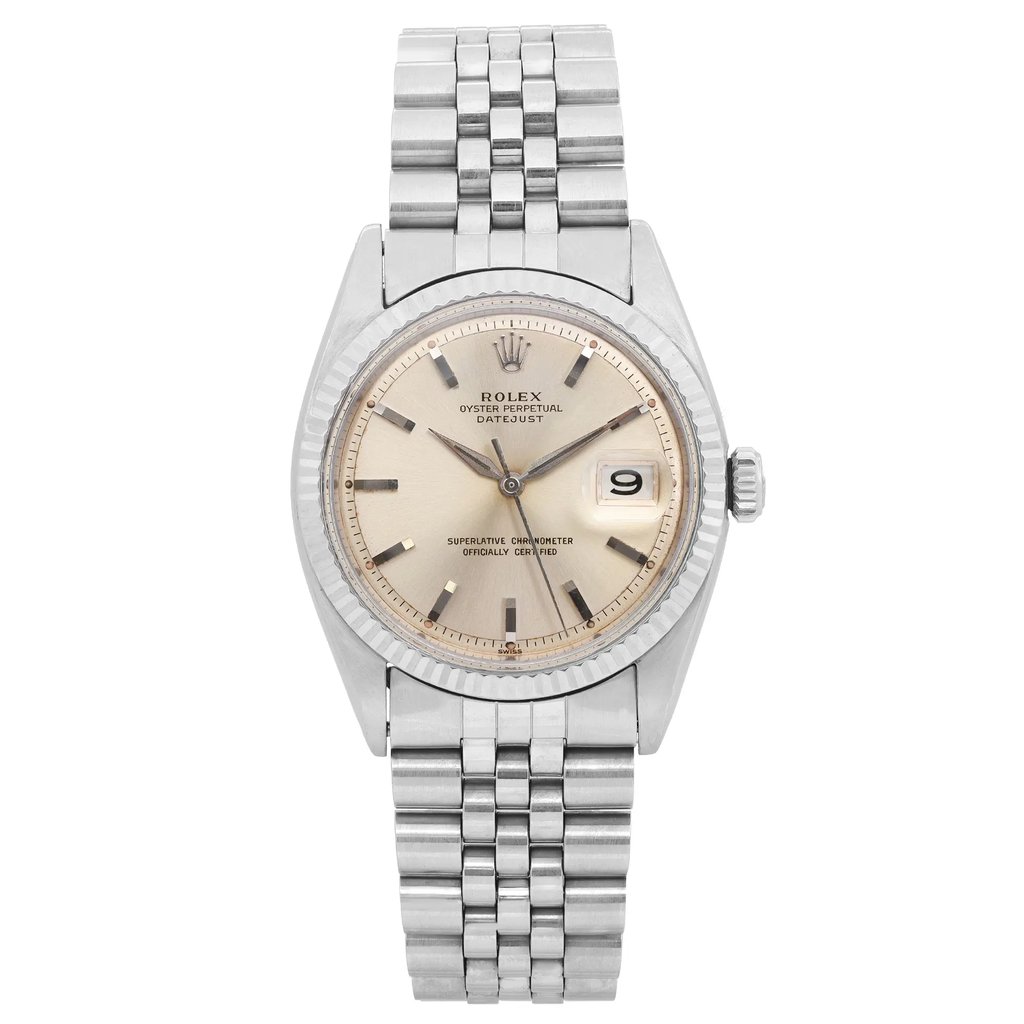 Front Full View Of Rolex 1601 Stainless Steel Watch Pre Owned Condition Good