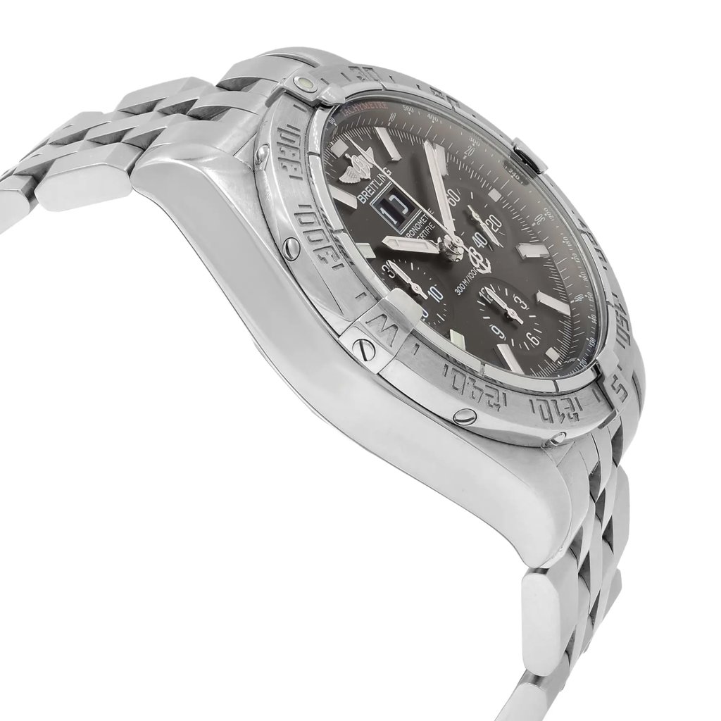 View Of Opposite Crown Facing Side Of Breitling A4435910/B811/371A Stainless Steel Watch Pre Owned Condition