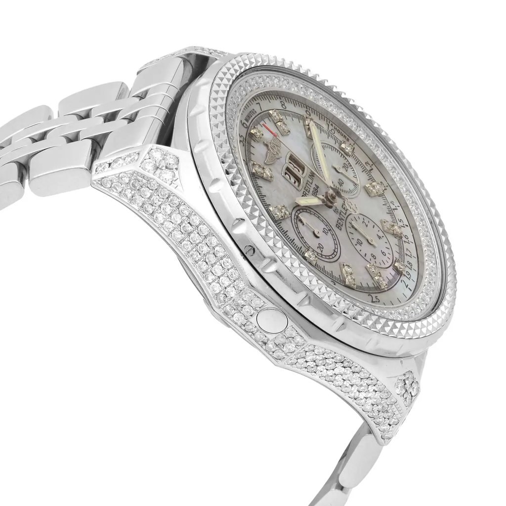 View Of Opposite Crown Facing Side Of Breitling A44362 Stainless Steel Watch Pre Owned Condition