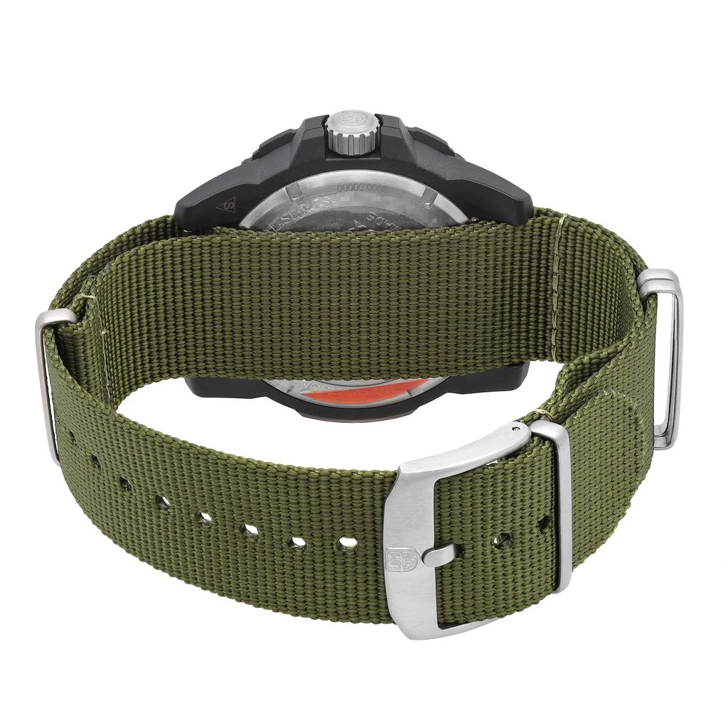 Back View Of Solid Back Case And Closed Nylon,Rubber Band Of Luminox XS.3617.SET Watch New Condition