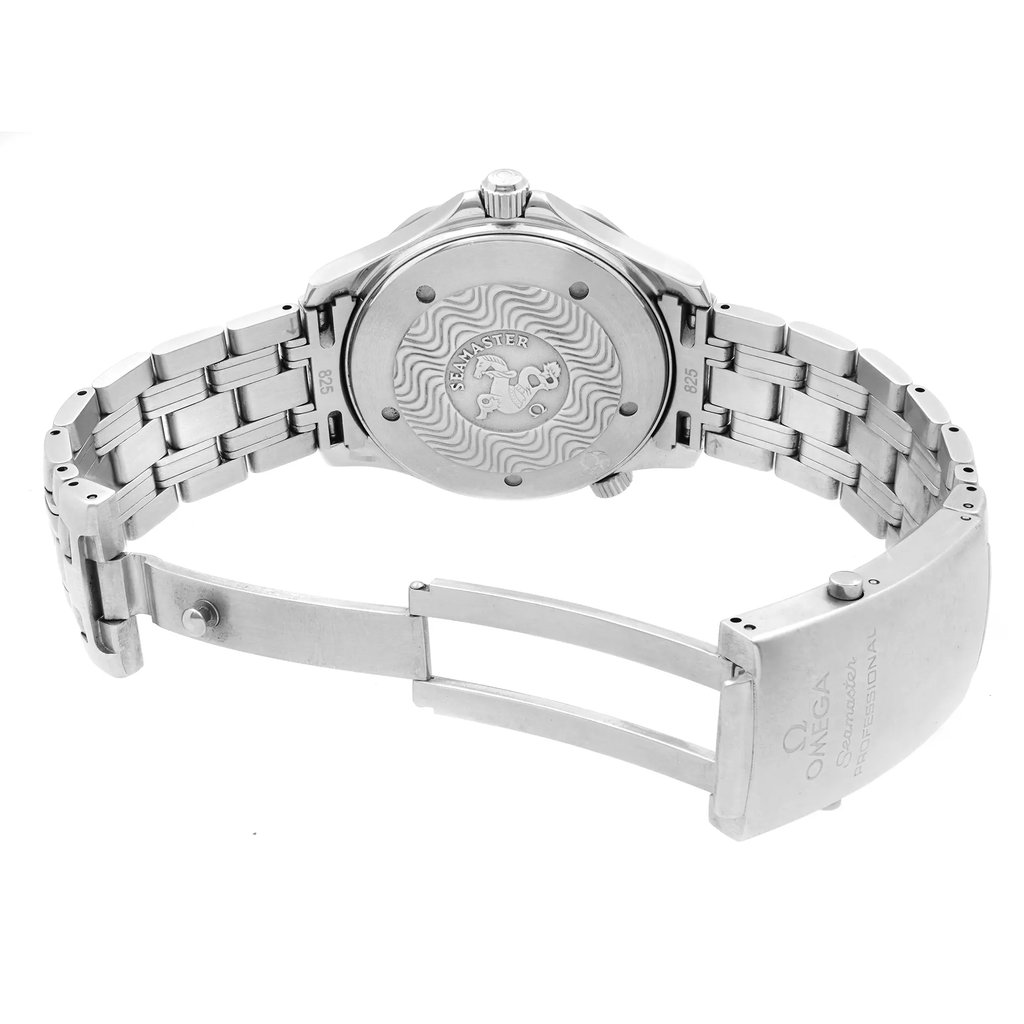 Back View Of Solid Back Case And Open Stainless Steel Band Of OMEGA 2531.80.00 Watch Pre Owned Condition