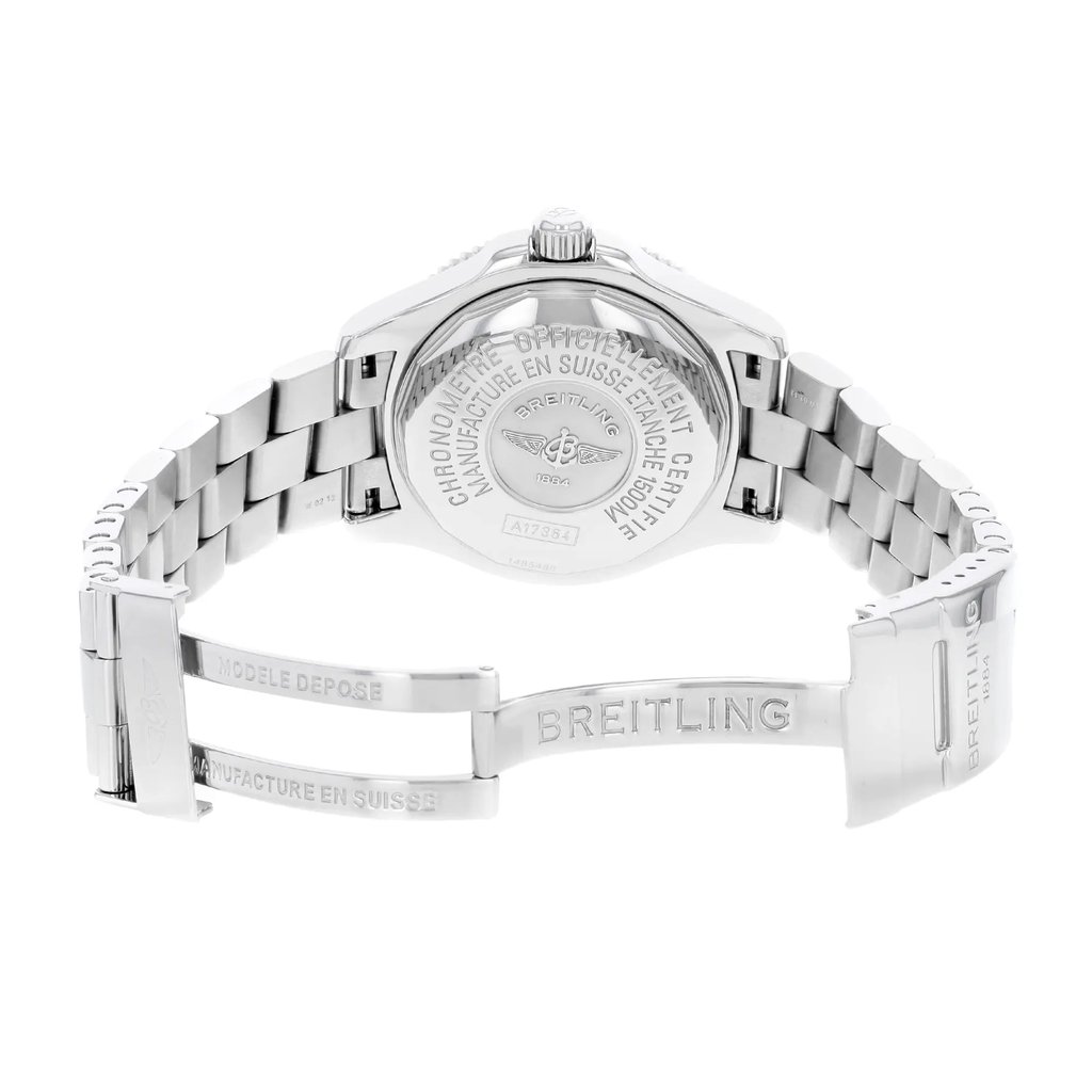 Back View Of {Caseback} Back Case And Open Stainless Steel Band Of Breitling A1736402/BA31-161A Watch Pre Owned Condition